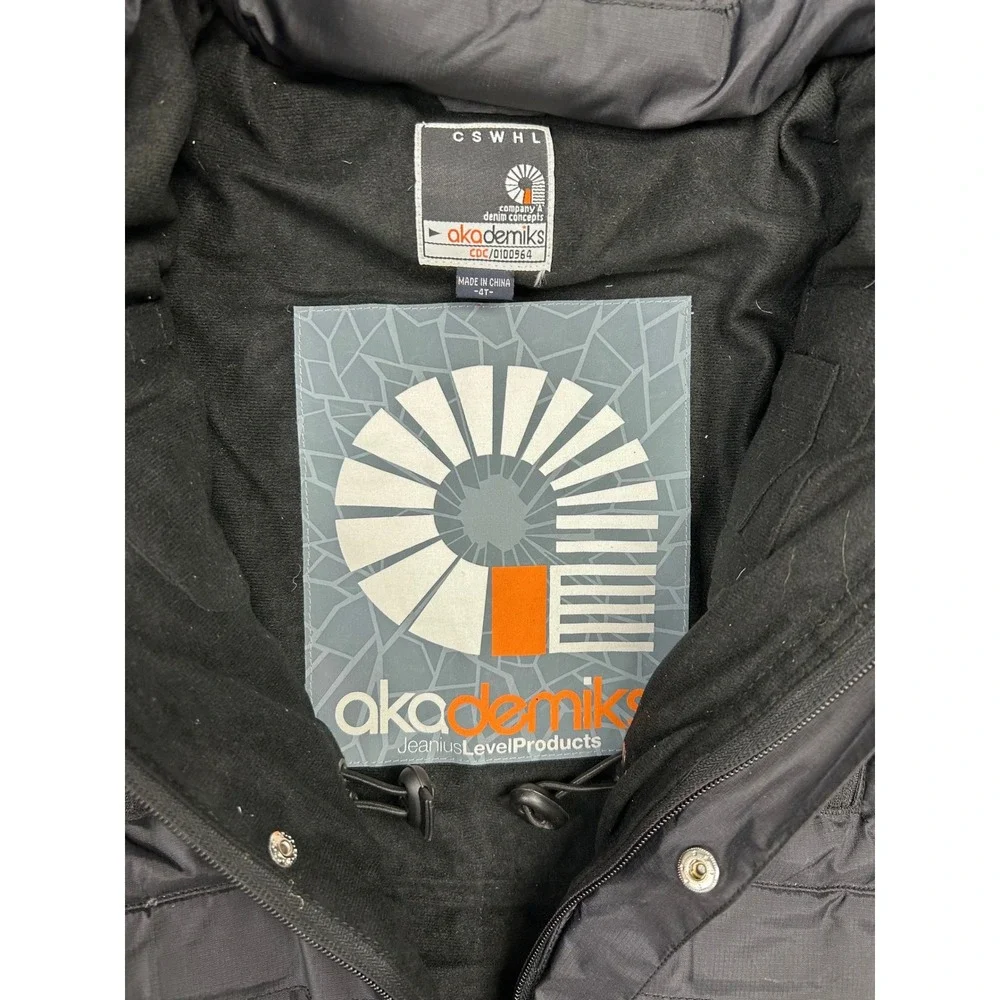 Akademiks Kids Vintage Black Puffer Hooded Jacket Down Filled Boys Girls‎ Size 4